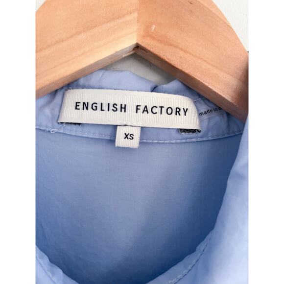 English Factory | Stripe Contrast Mini Shirtdress in Powder Blue | Sz XS - Picture 6 of 11